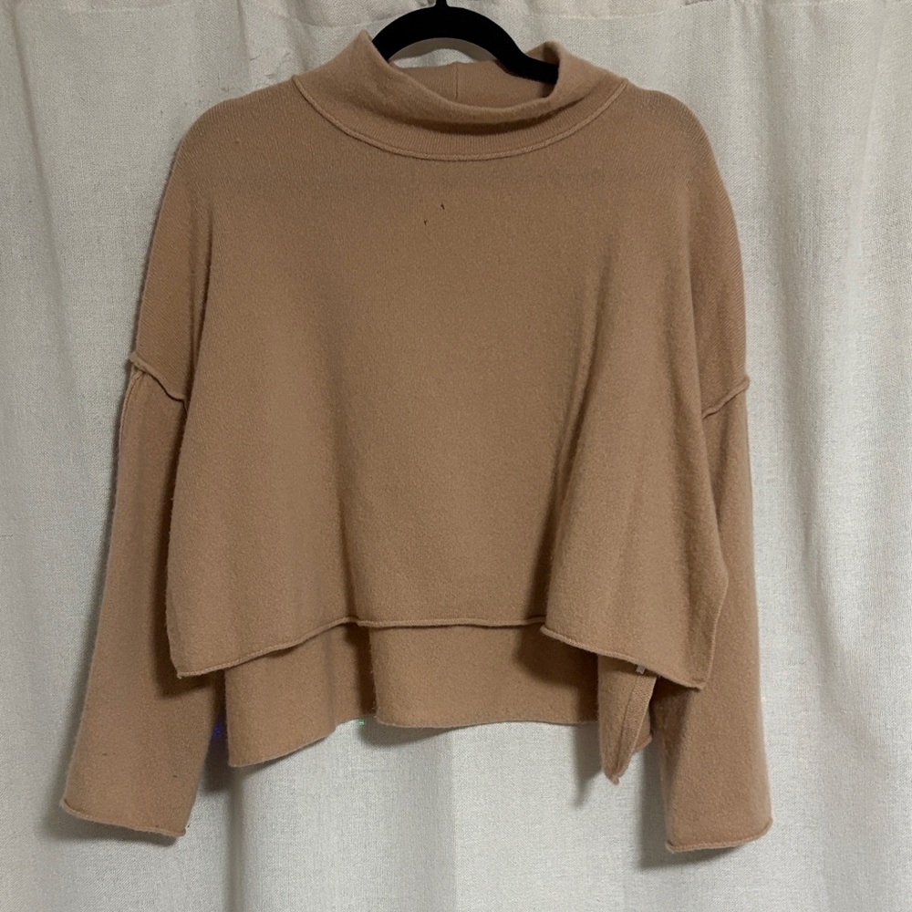 Free People Cozy Tan Cowl Neck Sweater